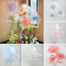 1Pc 40/50cm Big Simulation Flower Window Display 3D Large Artificial Flowers Hanging Gauze Hollow Fake Flower Wedding Home Decor Back To School Room Decor School Supplies