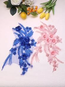 Handgefertigte 3D bestickte Perlenblumen Dekorative Applikationen, DIY Kleidungszubehör, Brautkleid Verzierungen, Größe: 30cm x 20cm