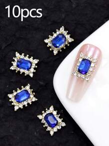 10 Pieces In A Pack And 30 Pieces In A Box For Nail Art Nail Accessories, Exquisite Inlaid With Diamonds, Colorful Gemstones, Mixed Materials, Nail Charm, Diy Nail Supplies Nails Nail Charms