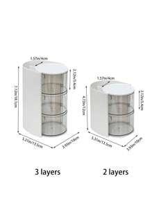 1pc Rotating Makeup Organizer Box With Drawers, Plastic Cosmetic Storage Box With Dividers, Compact Desktop Travel Makeup Box To Store Makeup Sponges, Makeup Brushes, Small Hair Ties, Clips,For Holiday Beach, Bathroom Collection, Bedroom Collection, Large Capacity