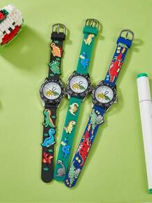 1 件硅胶表带 3D 可爱卡通恐龙霸王龙硅胶表带儿童手表