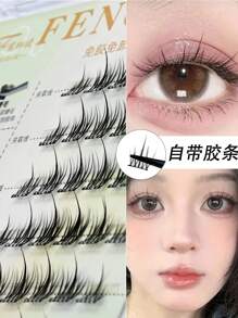 Self Adhesive Eyelashes Invisible Band Cluster Lashes 36pcs C Curl 0.07 Thickness 10-12mm Wispy Lashes Extension NO Glue Needed No Band Individual Lashes Self Sticking Reusable Adhesive Eyelashes DIY At Home Perfect For Beginners, Reusable