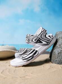 1 Pair Baby Boy Striped Fashionable, Comfortable, Casual, Lightweight And Sandals, Suitable For Summer