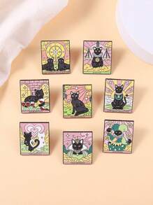 1 件时尚锌合金卡通猫和心形图案胸针，适合女士日常装饰情人节、妈妈、母亲、母亲节、礼物 - 彩色 - 查看 3