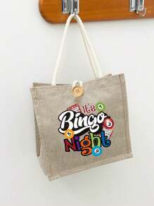 宾果之夜台球彩票图案女士小手提包，可重复使用印花女士手提包，双手柄购物书包，大容量单肩包，休闲手提包，圣诞节收纳袋，适合通勤、上学和购物 - 彩色 - 查看 8