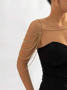 1 件不对称多层流苏身体链，时尚魅力珠宝礼物，适合女性，适合派对和节日