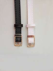 KIT 2 CAROLA Women's Belt Gold Metal Synthetic Leather Minimalist Fashion Blogger Unisex Daily Use Simple Casual 2024 Popularity Beautiful Season Black White Brown Caramel Pink Current Size Stitched Occasional Versatile Decorative Vintage - Đen và trắng - Xem 2