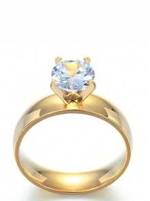 2pcs Fashion Exquisite Stainless Steel With Diamonds Couple Ring Suitable For Men And Women Daily Matching Use Holiday Dating Gift Jewellery - Gold - View 5