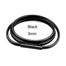 1pc/Lot Black Leather Chain Necklace For Diy Women Men Handmade Braid Rope Long Necklace 40/50/60/70CM Neck Pendant Chain Jewelry Gift