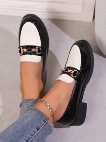 Damen Große Größen Mode Plateau Pumps mit rundem Zehenbereich und Schlupfeinsatz, Metallkettendekor, rutschfest, atmungsaktiv, bequeme High Heels Schuhe