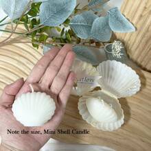 VICKYO 10 Sets Shell Candles Favor Set For Guest, 10 Set Of White Shell Shaped Candles With Seashell Boxes And Blue Ribbon Tags Accessories, Ideal For Babyshower Wedding Bridal Shower Favor And Beach Party Gifts