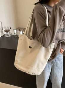 Dikke canvas tas voor dames, geschikt voor woon-werkverkeer, school, winkelen, aanpasbare tekst