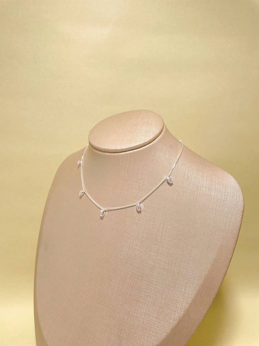 Crystal Zirconia Drop Choker Necklace 925 Silver Plated. - 銀色 - 查看 1