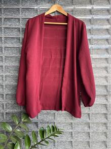 Women's Kimono Blouse Cardigan Kimono Dune Beach Cover-Up New Year Red And Yellow - 酒紅色 - 查看 1