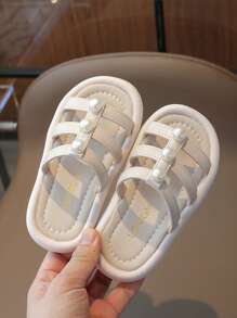 1 双 Baby Pearl 舒适轻便平底拖鞋，适合夏季户外日常穿着 - 米色 - 查看 3