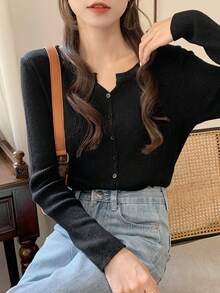 Minimalist Korean Style Gentle Long Sleeve Cardigan For Women