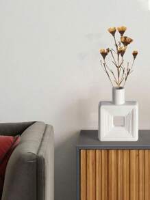 1pc White Square Vase, Home Decor, Minimalist Nordic Bohemian Style, Suitable For Living Room, Bookshelf, Dining Table, Bookcase, Fireplace And Foyer Decoration. Rama Decor - Multicolor - View 4