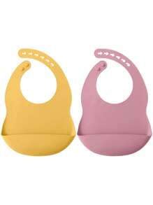 2pcs Personalized Name Pattern Silicone Bibs, Solid Color Bibs, Customized Feeding Supplies, Personalized Gift, Baby Led Weaning - Multicolor - View 15