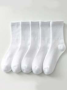 1/3/5 Pairs Of Unisex Solid Colored Socks, Sports And Breathable Mid-Tube Socks, Casual Socks For Both Men And Women