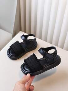 1 双夏季儿童凉鞋，男童/女童可调节钩环沙滩鞋，防滑软底露趾休闲凉鞋