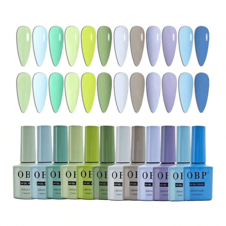 OBP Gama De 12 Colores Gel Esmalte Semi Permanente Para Uñas - Verde Lima - Ver 1