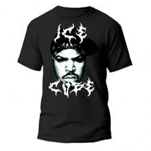 PLAYERA NEGRA, ESTAMPADO ROSTRO ICE CUBE 100% ALGODON - Negro - Ver 1