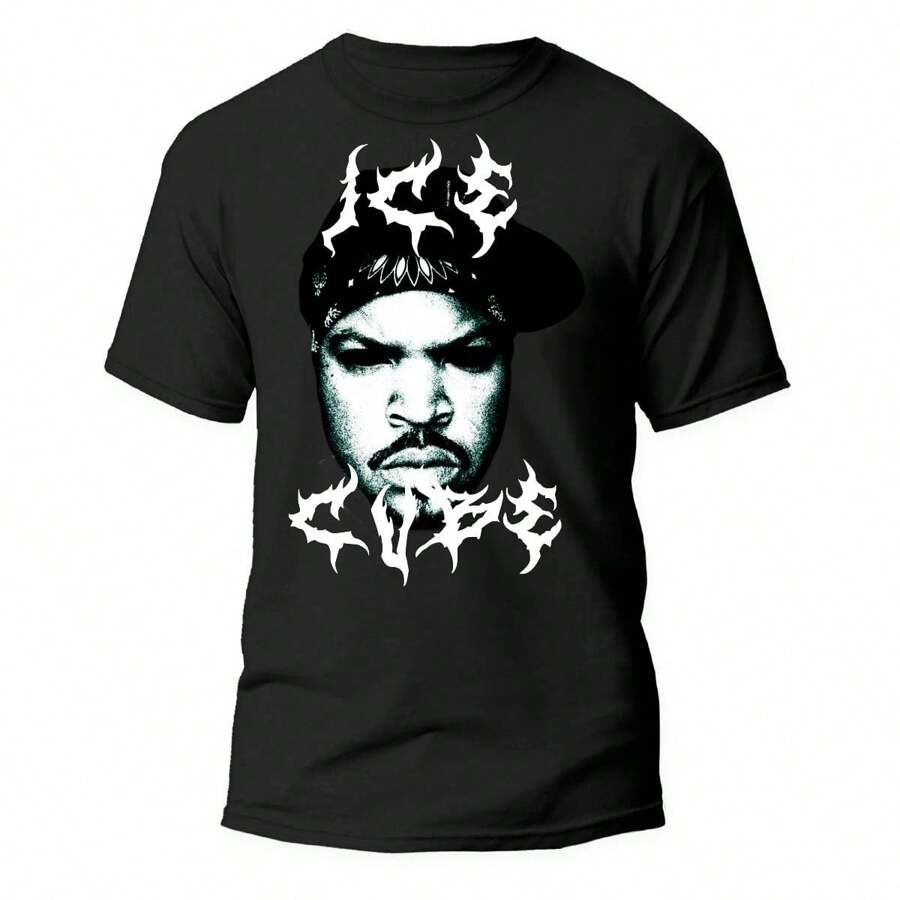 PLAYERA NEGRA, ESTAMPADO ROSTRO ICE CUBE 100% ALGODON - Negro - Ver 1