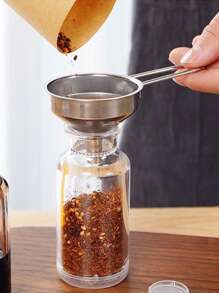 1pc Small Funnels, Stainless Steel Mini Metal Food Funnel, Long Handle Funnel, Perfume Packaging Funnel, Metal Oil Liquid Funnels, Stainless Steel Kitchen Funnel ,With Handle Cooking Funnel, Oil Funnel, Kitchen Funnel, Kitchen Gadgets, It Can Transfer Canned Edible Oil, Juice, Essential Oil, Beans, Salt, Soy Sauce, Red Wine And More,