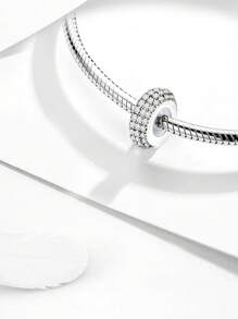 1 pieza Colgante de plata de ley 925 con forma exquisita de niña de dibujos animados, adecuado como colgante de bolas para pulseras, joyería DIY para mujer - Brillando lleno de diamantes - Ver 4