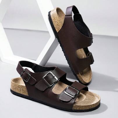 Unisex Cork Strap Sandals, Casual Comfortable Retro Couple Slippers