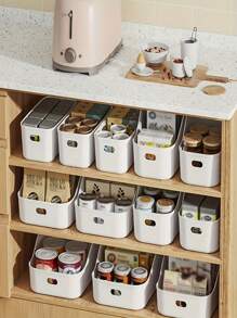 16/12/8/4 piezas Cajas de almacenamiento de plástico blanco - Organizadores multifuncionales para cocina, dormitorio y baño