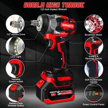 Denaztl Cordless Impact Wrench, 450Ft-Lbs (600N.M) 1/2" Brushless Impact Gun, 21V High Torque Power Impact Driver, 4.0Ah Battery Electric Impact Motor 3 Variable Speeds For Car/Truck RV/Mower