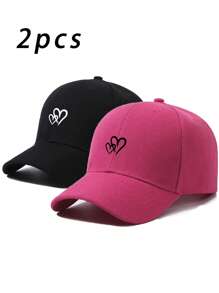 1 件街头风格心形印花棒球帽，可调节户外运动休闲帽，适合街头穿着、通勤和日常必需品 - 彩色 - 查看 16