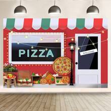 1PC Cooking Pizza Shop Theme Party Decoration Background -82.7 * 59.1/59.1 * 39.4/39.4 * 29.5in, Pizza Cafe Shop Photography Background Newborn Shower Cake Table Banner Photo Booth Props