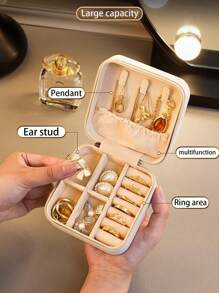 1pc Mini sieradendoos met meerdere compartimenten, draagbare reissieradendoos, afneembare sieradendisplaydoos, geschikt voor sieraden, kettingen, oorbellen, ringen, nagelkunst, haarclips, lippenstift, ideaal voor thuis en slaapkamer
