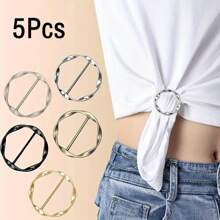 5 pièces Ensemble de clips d'anneau pour t-shirt en métal - Accessoires de mode pour chemises, foulards et chapeaux, boucles rondes invisibles pour attache, pour la décoration de vêtements