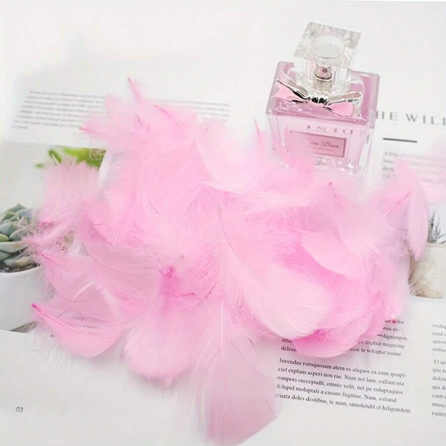 100 Pieces Of Soft Natural Feather Mid Float For Gift Wrapping, DIY Crafts, Wedding & Birthday Party Decorations - Feather Chicken Feathers For Elegant Home Decoration & Festive Celebrations, Craft Supplies |Elegant Decoration |Exquisite Appearance, Feather Crafts - Multicolor - View 1