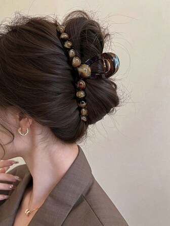1pc Korean Elegant Faux Pearl Hair Claw Clip, Minimalist Retro Style, Suitable For Elegant Ladies And Girls To Wear Casually And Match Outfits Hair Clips Hair Jaw Clip Hair Clamps Hair Clutch Hair Catcher Clip