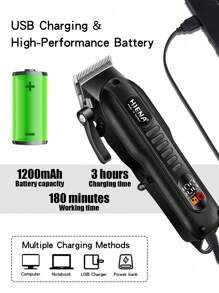 HINEA La HIENA es una recortadora de cabello profesional para hombres con pantalla digital eléctrica, recortadora de cabello inalámbrica y máquina de espera prolongada con cabezal de cuchilla preciso