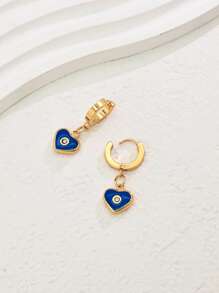 1对时尚经典百搭通勤优雅精致心形耳环（女士款） - 金黃色 - 查看 11