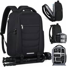 NEWHEY Mochila de cámara profesional adecuada para cámaras DSLR/sin espejo, mochila para portátil impermeable para 14/15.6 pulgadas, con cubierta de lluvia, bolsa de viaje antirrobo, mochila de fotografía de gran capacidad, bolsa de viaje para portátil - Multicolor - Ver 2