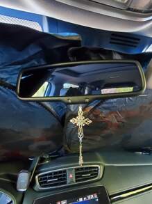 1pc Funny Car Windshield Sunshade With Eyes, Foldable UV Protection Front Window Sun Visor Shade, Made Of Polyester, Fits Most Vehicles - 59 Inches X 27.5 Inches