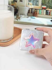 1 件 Millenial Y2K Abbie 时尚银色 PU 系列小巧化妆镜，可折叠轻巧纤薄手持镜，PU 皮革外壳，不锈钢金属真空镀层，适合所有场景和人群，可折叠方形便携式 - 彩色 - 查看 9