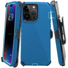 Rugged Shockproof Defender Phone Case Compatible With IPhone 17 / 16 / 15 / 14 / 13 / 12 / 11 / Plus / Pro / Pro Max / With Belt Clip - Teal - View 1