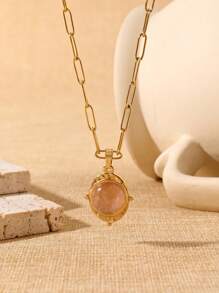 1 pieza Delicado y elegante colgante de dije de acero inoxidable chapado en oro de 18k con gota de agua en forma de corazón, decorado con perlas y rhinestones, collar de joyería adecuado para uso diario de damas, vacaciones, citas, compromiso, baile de graduación, San Valentín, Tanabata, regalo para mamá, el Día de la Madre
