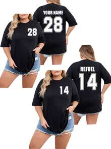 Camiseta personalizada para mujer de talla grande, personaliza tu logotipo digital, personaliza tu nombre/texto/número de la suerte, regalo de cumpleaños/Día de San Valentín/Día de la Madre/fiesta de aniversario/cumpleaños, regalo para la mejor amiga, regalo de aniversario, regalo de fiesta, uniforme de baloncesto, regalo de cumpleaños, regalo de vacaciones, regalo de aniversario, uniforme de equipo corporativo, uniforme de equipo de caridad, reunión familiar