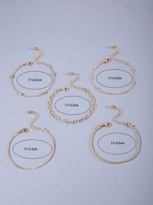 imoli Set de 6 pulseras de brazalete de aleación con diseño geométrico minimalista y exagerado, pulseras de cadena hueca con cuentas de CCB para mujeres, regalo para fiesta (brazalete ajustable)