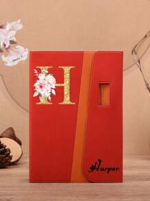 1pc Personalized Customized Name/Initial, PU Leather Cover Thick Inner Pages Smooth Writing + Contrast Color Multi-Functional Office/Meeting Notebook, Record Life With Ceremony Sense, Thick Pages For Endless Writing, Loved By Students And Workers! Practical And Stylish, Not Only Serves As A Notebook, But Also Adds A Romantic, Dreamy Atmosphere And Increases Writing Interest