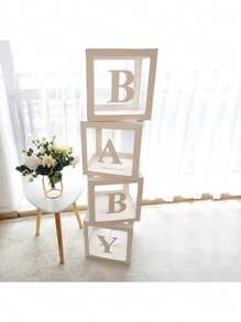 5PCS White Box With 27 White Letters 25cm Birthday Decoration Transparent Alphabet Balloon Box Wedding Custom Name Decor Wedding Party Supplies Custom Cube Balloon With Letter Box - Multicolor - View 12
