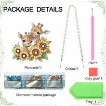 1 PC Diamond Art Painting Hanging Pendant Kits Sunflower Giraffe 5D DIY Diamond Art Creative Design Special Shaped Crystal Pendant Kits Home Decoration Pendant Ornament